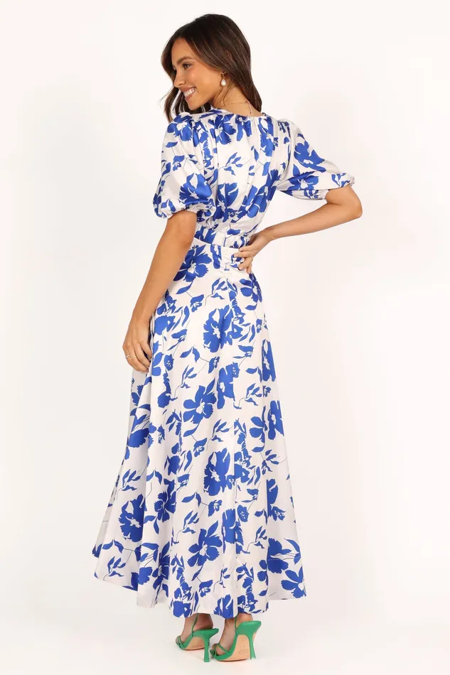 Dresses Women Aminah Puff Sleeve Dress 8211 Blue Floral Blue Floral petalandpup