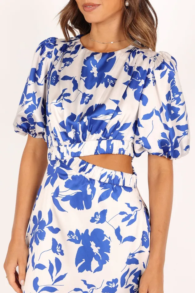 Dresses Women Aminah Puff Sleeve Dress 8211 Blue Floral Blue Floral petalandpup