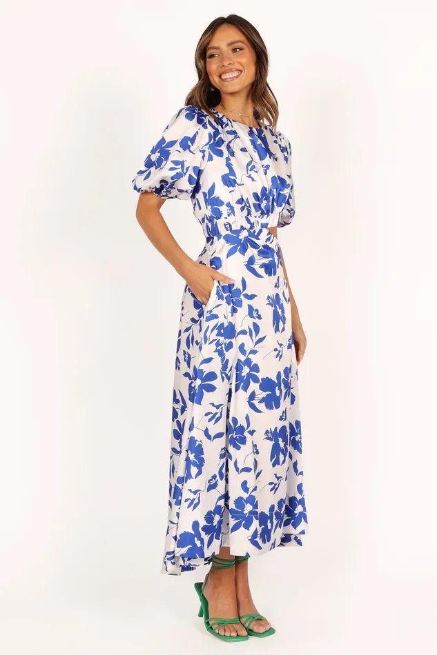 Dresses Women Aminah Puff Sleeve Dress 8211 Blue Floral Blue Floral petalandpup