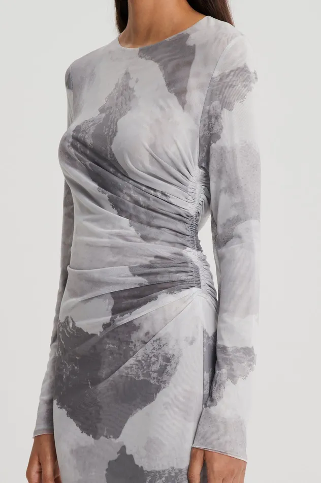 Dresses Women MESH CLOUD PRINT DRESS GREY Scanlan Theodore Dresses Women MESH CLOUD PRINT DRESS GREY Scanlan Theodore