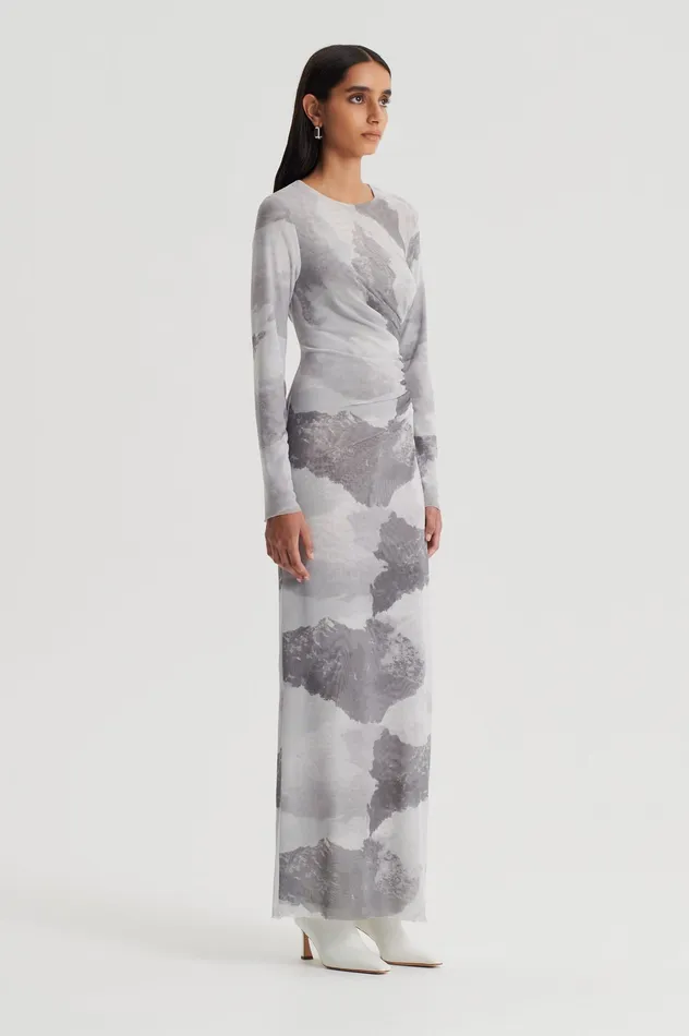Dresses Women MESH CLOUD PRINT DRESS GREY Scanlan Theodore Dresses Women MESH CLOUD PRINT DRESS GREY Scanlan Theodore