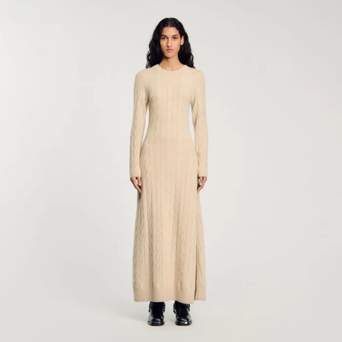 Dresses Women SANDRO Cable Knit Maxi Dress Beige