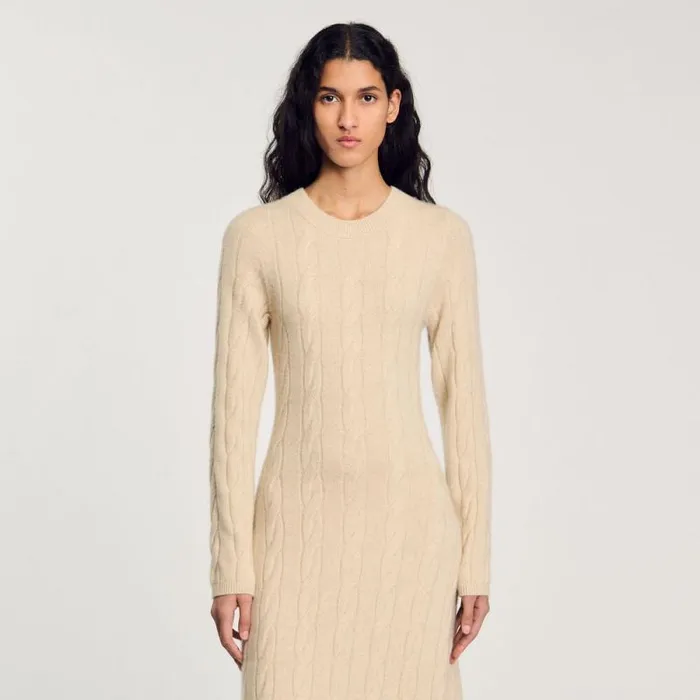 Dresses Women SANDRO Cable Knit Maxi Dress Beige