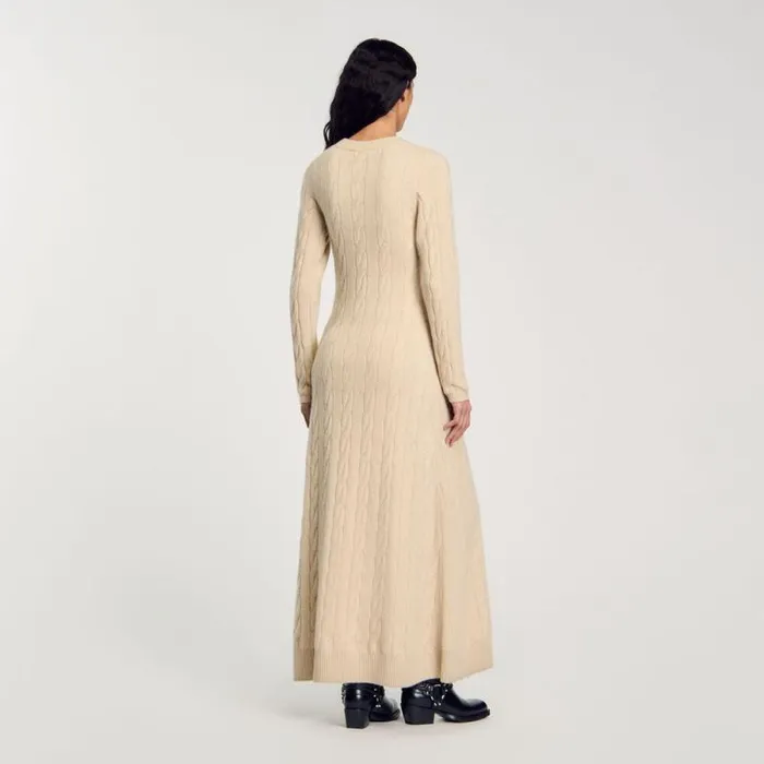 Dresses Women SANDRO Cable Knit Maxi Dress Beige