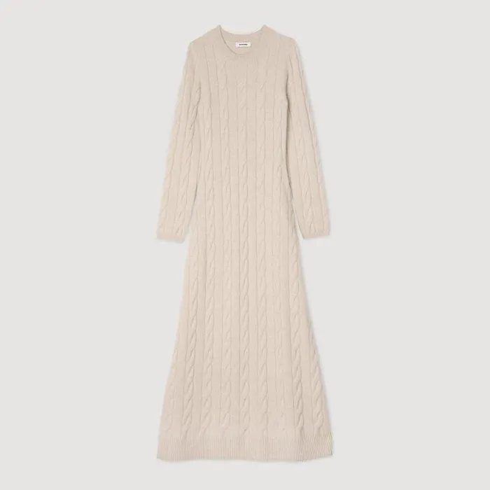 Dresses Women SANDRO Cable Knit Maxi Dress Beige
