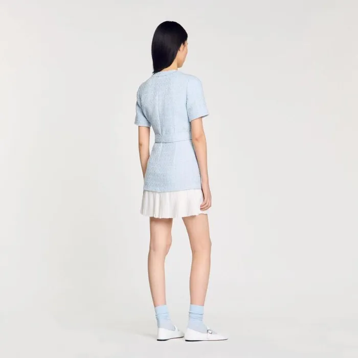 Dresses Women SANDRO Short Tweed Dress Sky Blue