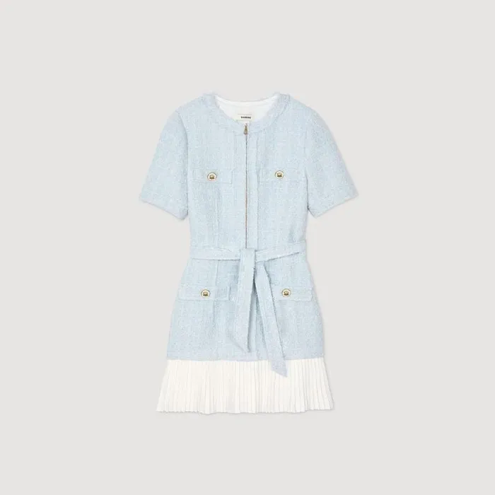 Dresses Women SANDRO Short Tweed Dress Sky Blue
