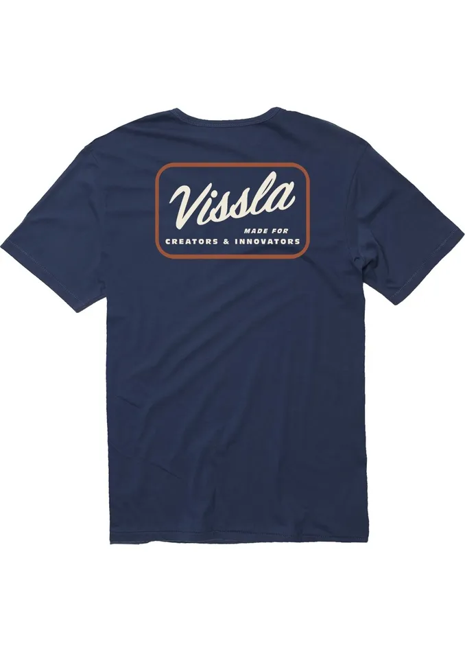 Eco Tees Men Vissla Scripted Organic Pkt Tee Dark Denim