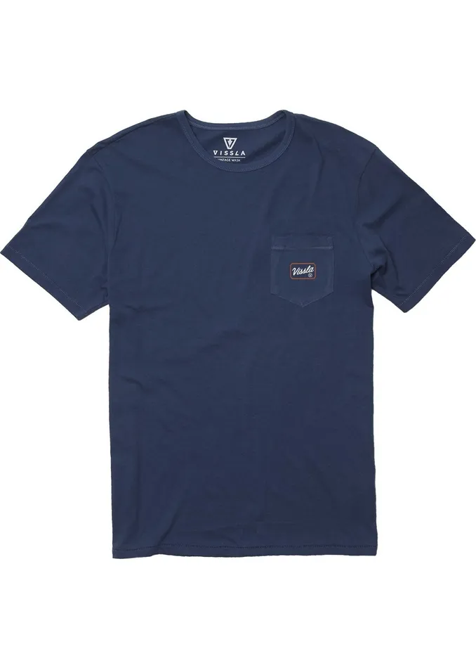 Eco Tees Men Vissla Scripted Organic Pkt Tee Dark Denim Eco Tees Men Vissla Scripted Organic Pkt Tee Dark Denim
