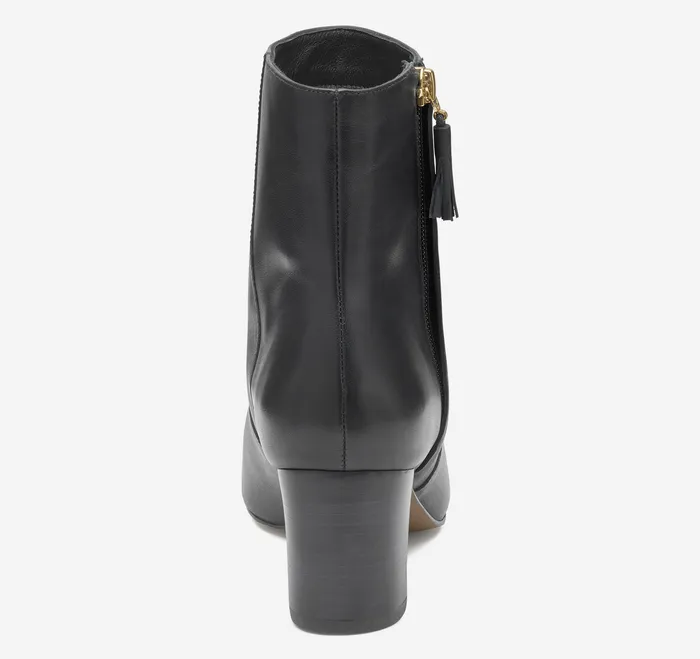 Eleanor SideZip Bootie Black Calfskin Boots and Booties Johnston and Murphy Women