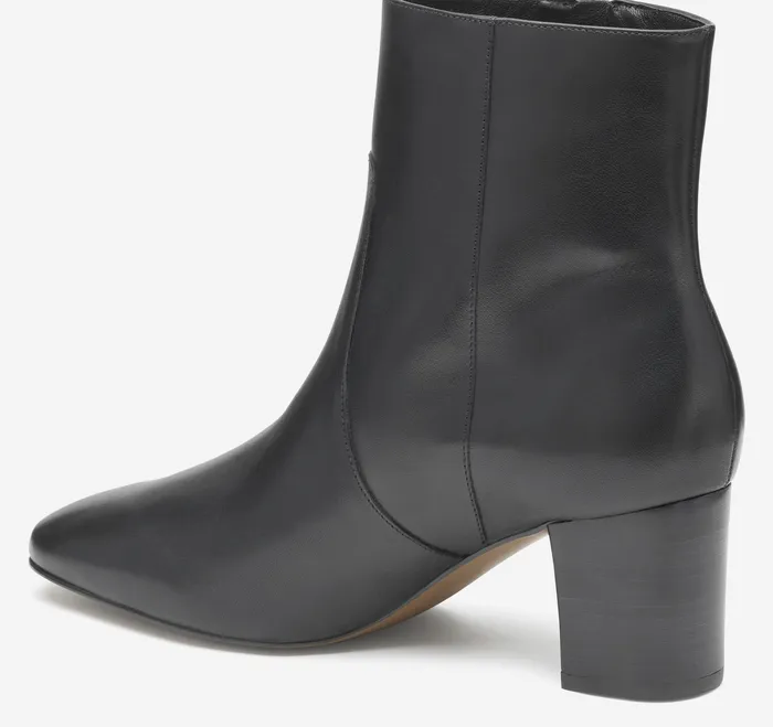 Eleanor SideZip Bootie Black Calfskin Boots and Booties Johnston and Murphy Women