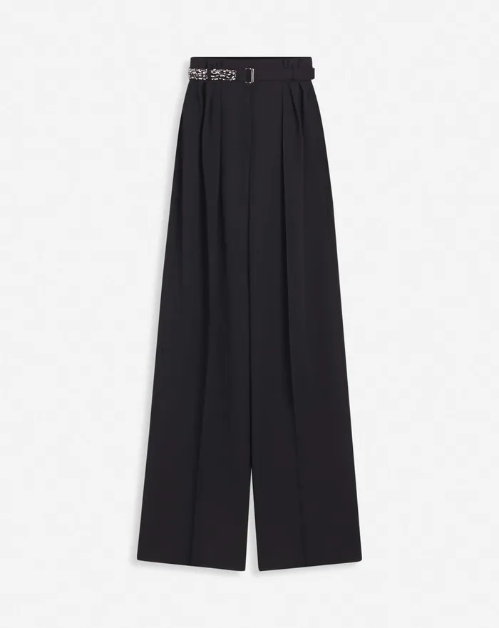 Embroidered Wideleg Pants Black Women Lanvin Pants