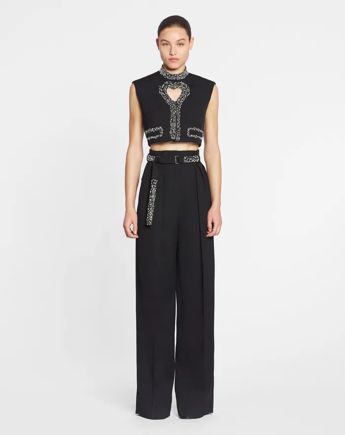 Embroidered Wideleg Pants Black Women Lanvin Pants Embroidered Wideleg Pants Black Women Lanvin Pants