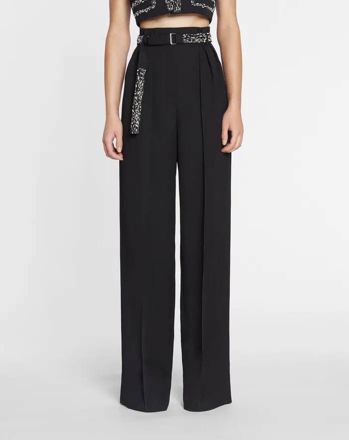 Embroidered Wideleg Pants Black Women Lanvin Pants Embroidered Wideleg Pants Black Women Lanvin Pants