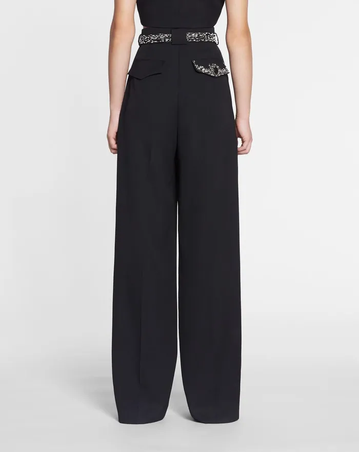Embroidered Wideleg Pants Black Women Lanvin Pants Embroidered Wideleg Pants Black Women Lanvin Pants