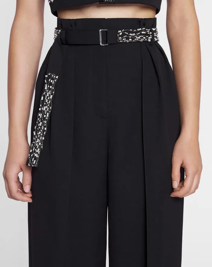 Embroidered Wideleg Pants Black Women Lanvin Pants Embroidered Wideleg Pants Black Women Lanvin Pants