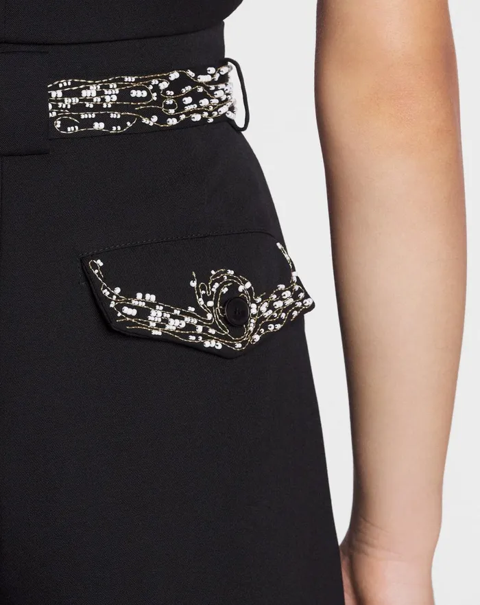 Embroidered Wideleg Pants Black Women Lanvin Pants Embroidered Wideleg Pants Black Women Lanvin Pants