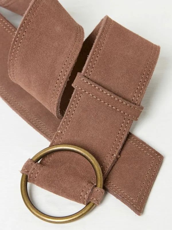 Fat Face Belts Women Dark Natural Wide Suede Waist Belt
