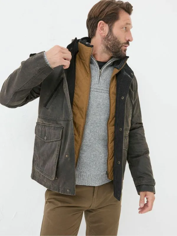 Fat Face Coats and Jackets Men Broadsands Brown Funnel Neck Jacket