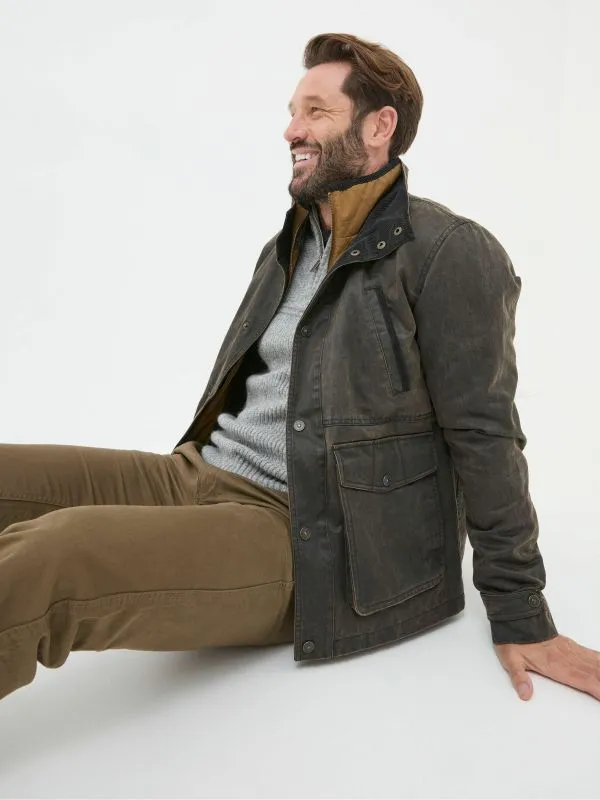 Fat Face Coats and Jackets Men Broadsands Brown Funnel Neck Jacket