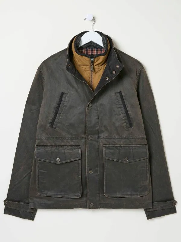 Fat Face Coats and Jackets Men Broadsands Brown Funnel Neck Jacket