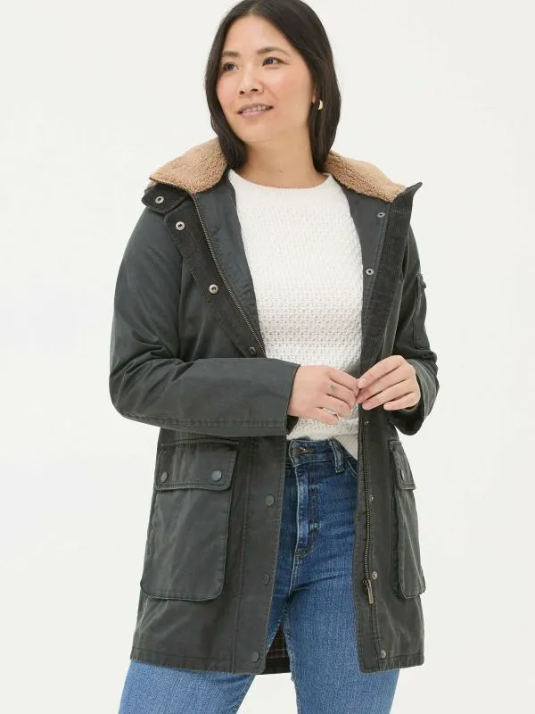 Fat Face Coats and Jackets Women Cheshire Washed Black Longline Coat