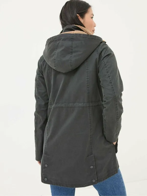 Fat Face Coats and Jackets Women Cheshire Washed Black Longline Coat