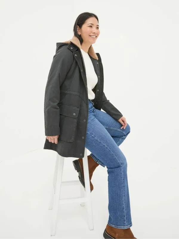 Fat Face Coats and Jackets Women Cheshire Washed Black Longline Coat