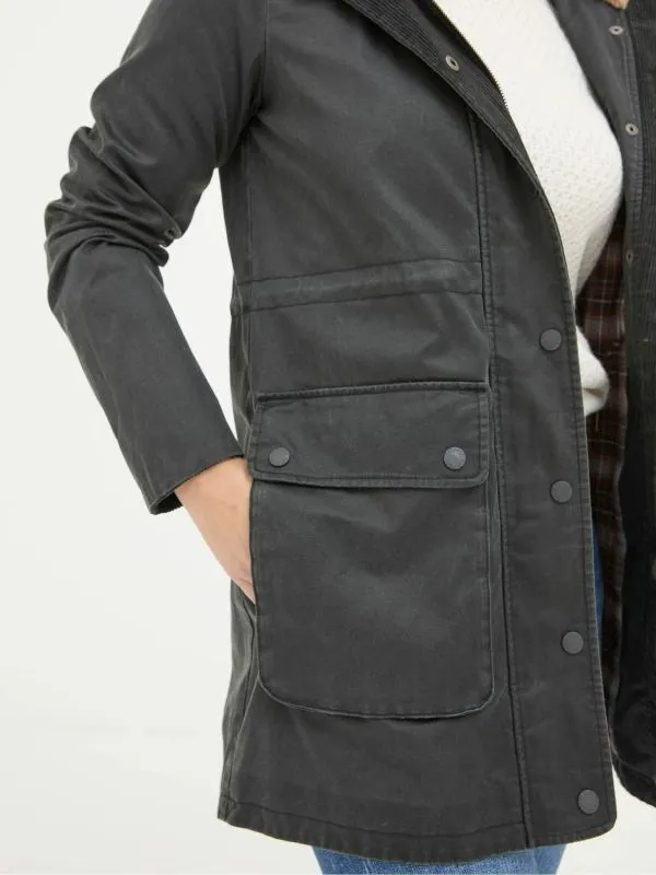 Fat Face Coats and Jackets Women Cheshire Washed Black Longline Coat