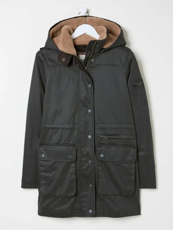 Fat Face Coats and Jackets Women Cheshire Washed Black Longline Coat