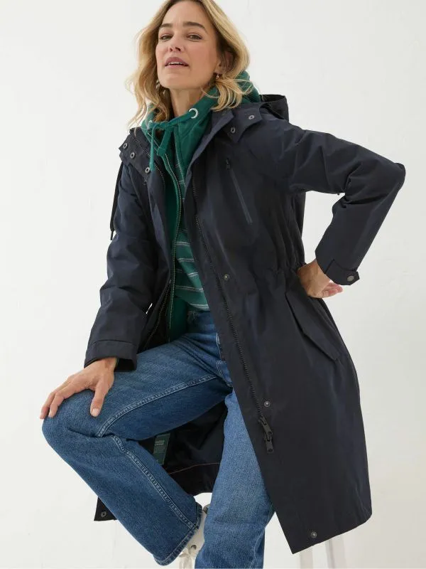Fat Face Coats and Jackets Women Juno Navy Waterproof Long Coat