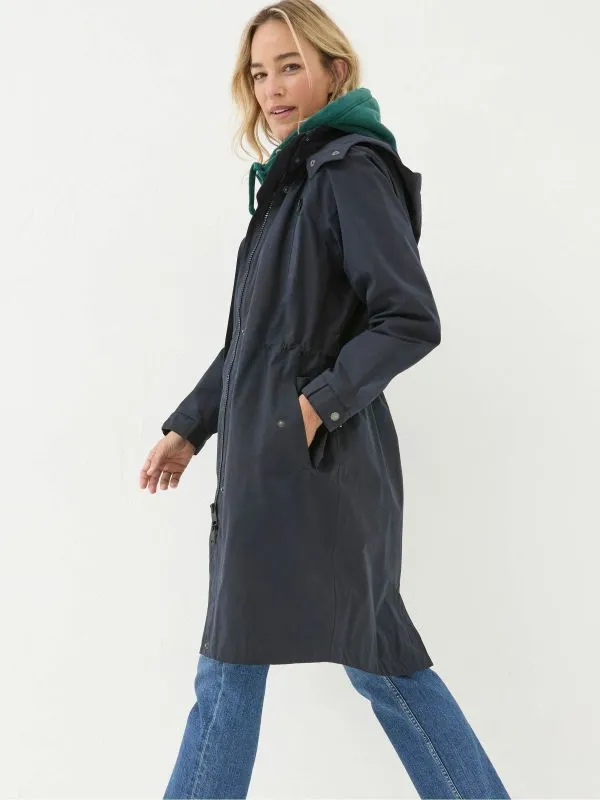 Fat Face Coats and Jackets Women Juno Navy Waterproof Long Coat