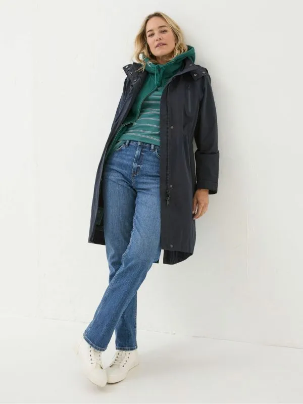Fat Face Coats and Jackets Women Juno Navy Waterproof Long Coat