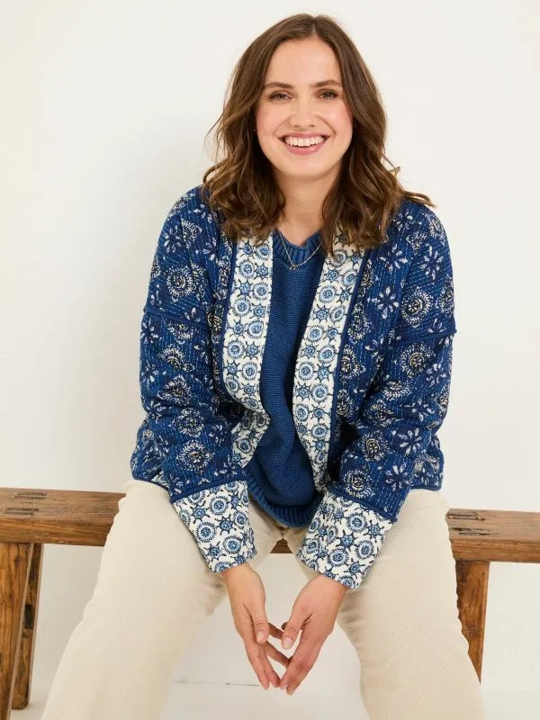 Fat Face Coats and Jackets Women Kaia Indigo Blue 100 Cotton Tile Geo Quilted Jacket
