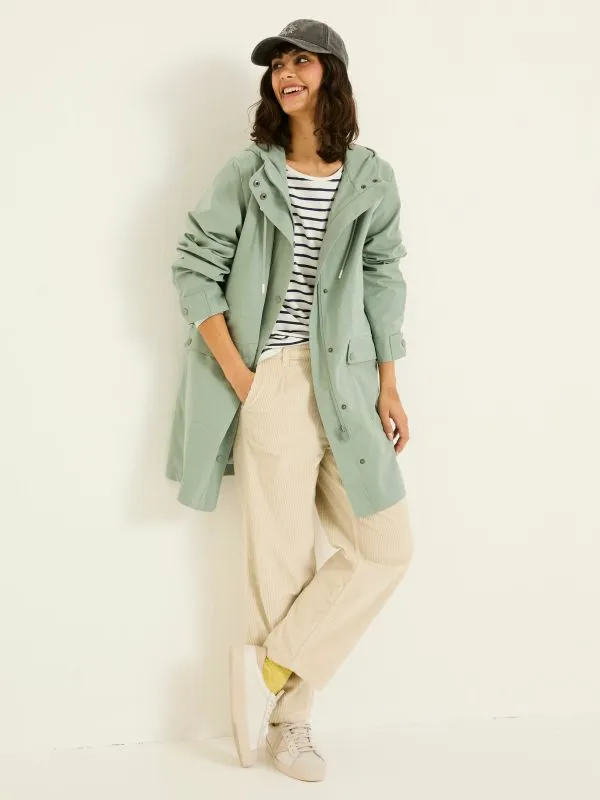 Fat Face Coats and Jackets Women Light Green Waterproof Long Coat