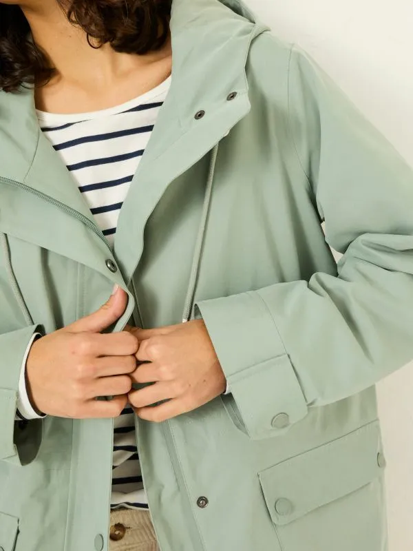 Fat Face Coats and Jackets Women Light Green Waterproof Long Coat