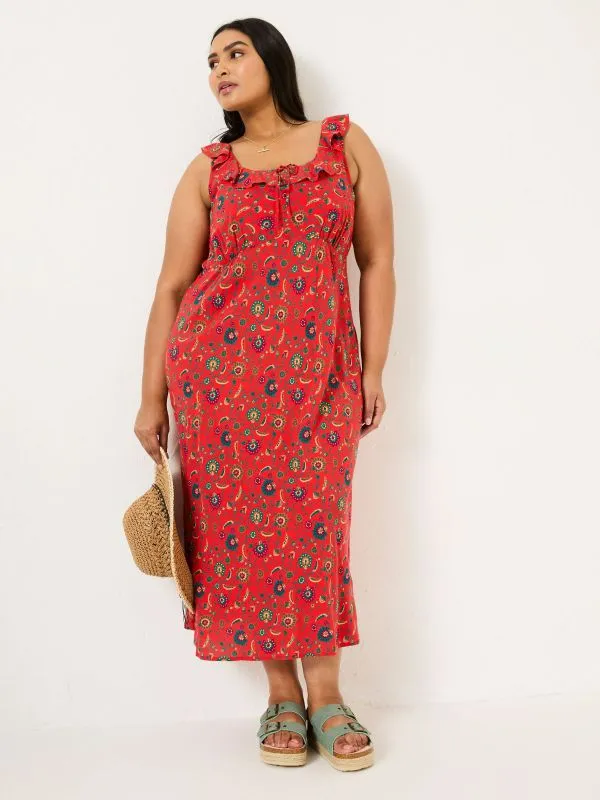Fat Face Dresses Women Burnt Orange Ali Frill Midi Dress