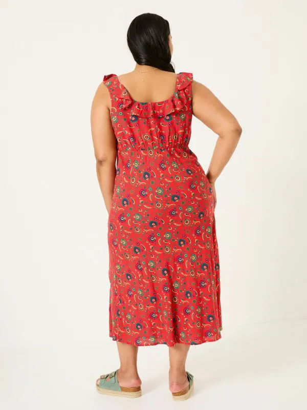Fat Face Dresses Women Burnt Orange Ali Frill Midi Dress