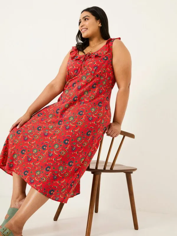 Fat Face Dresses Women Burnt Orange Ali Frill Midi Dress