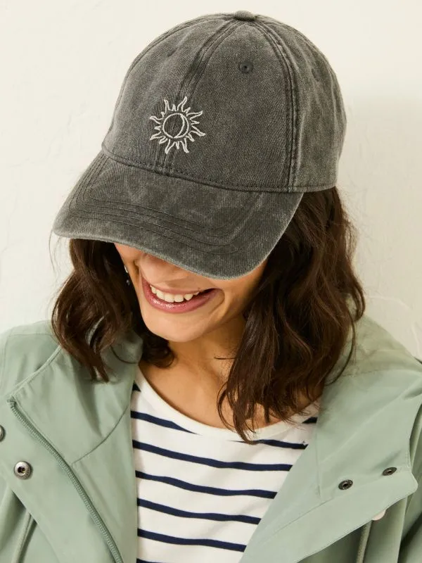 Fat Face Hats Women Grey Embroidered Sun 100 Cotton Cap