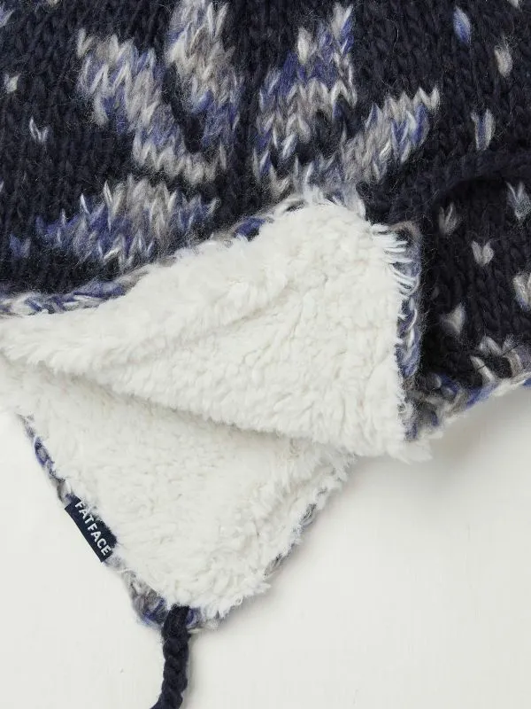 Fat Face Hats Women Navy Snowflake Trapper Hat