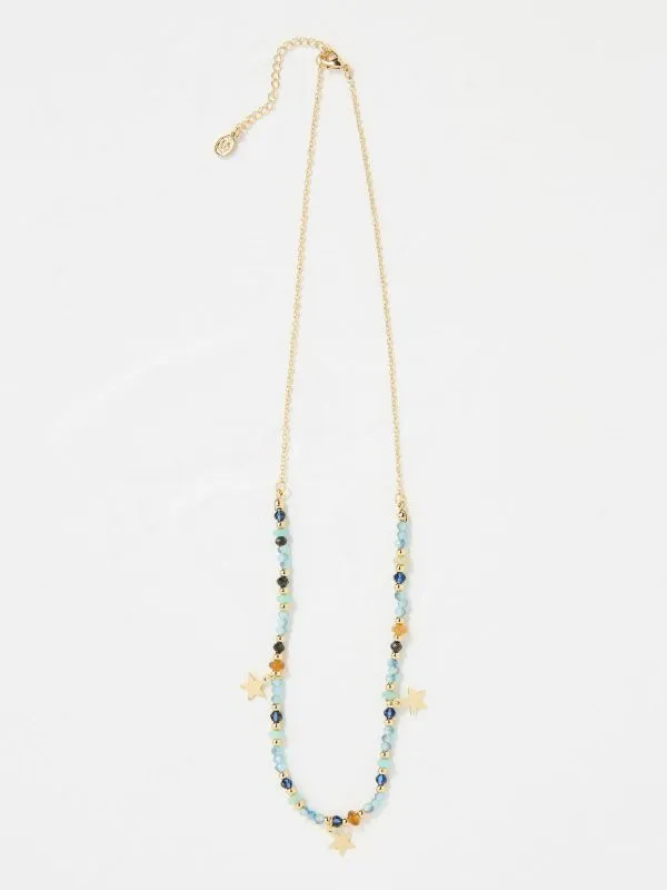 Fat Face Jewellery Women Blue Star Charm Beaded Necklace