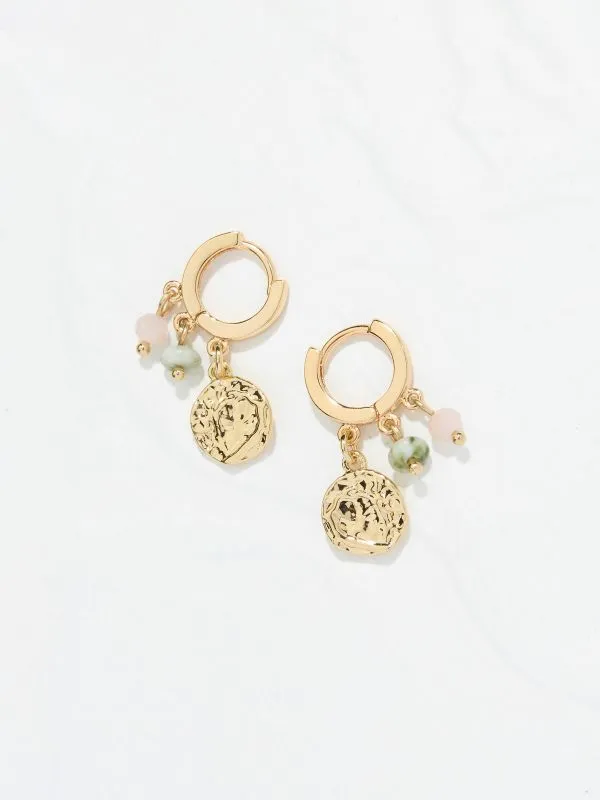 Fat Face Jewellery Women Gold Tone Charm Huggie Hoops Earrings