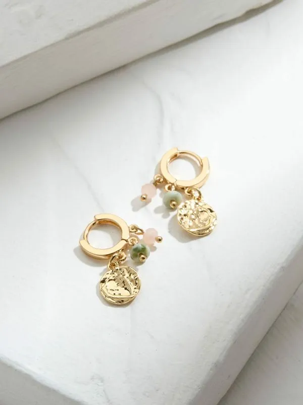 Fat Face Jewellery Women Gold Tone Charm Huggie Hoops Earrings