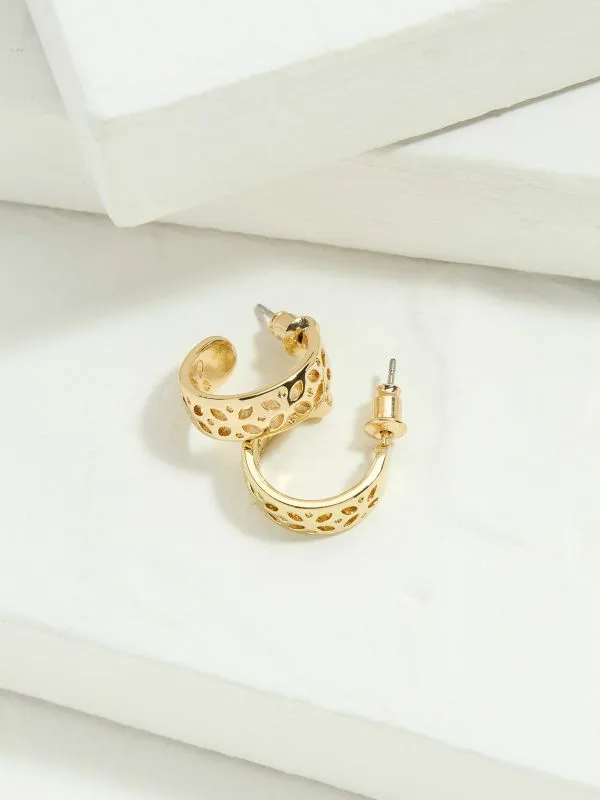 Fat Face Jewellery Women Gold Tone Cut Out Hoop Earrings