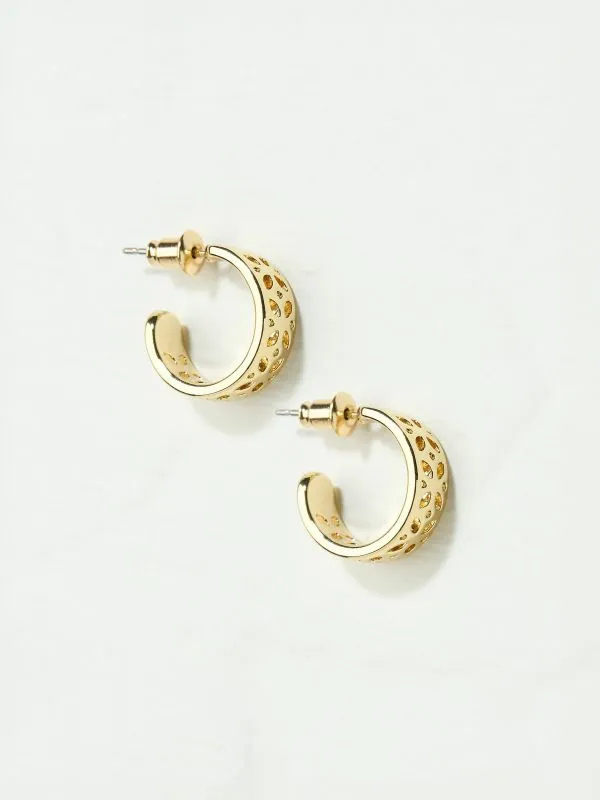 Fat Face Jewellery Women Gold Tone Cut Out Hoop Earrings