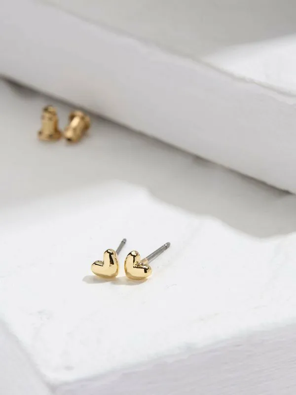 Fat Face Jewellery Women Gold Tone Heart Stud Earrings