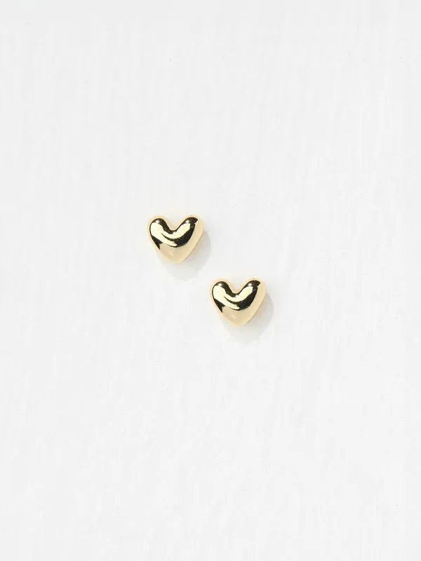 Fat Face Jewellery Women Gold Tone Heart Stud Earrings