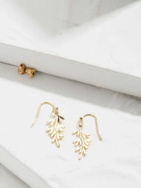 Fat Face Jewellery Women Gold Tone Leaf Drop Earrings