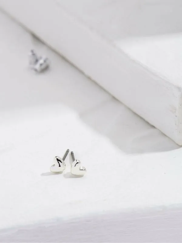 Fat Face Jewellery Women Silver Tone Heart Stud Earrings
